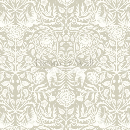 Alida Swallows & Roses Beige Wallpaper