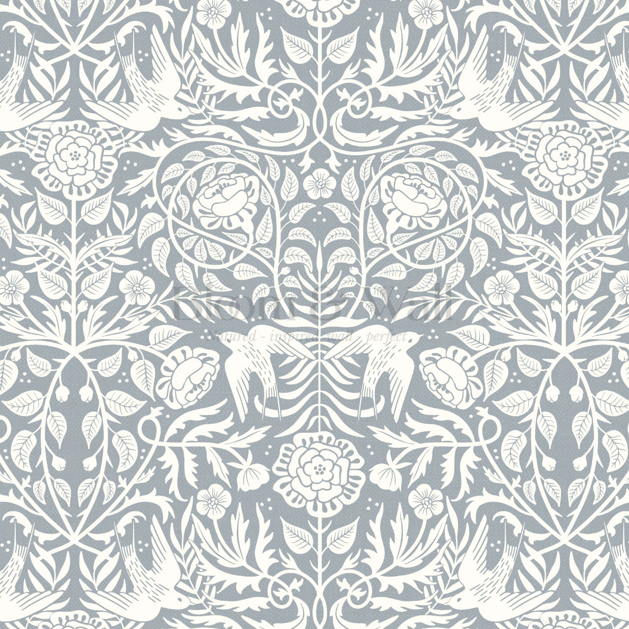 Alida Swallows & Roses French Blue Wallpaper