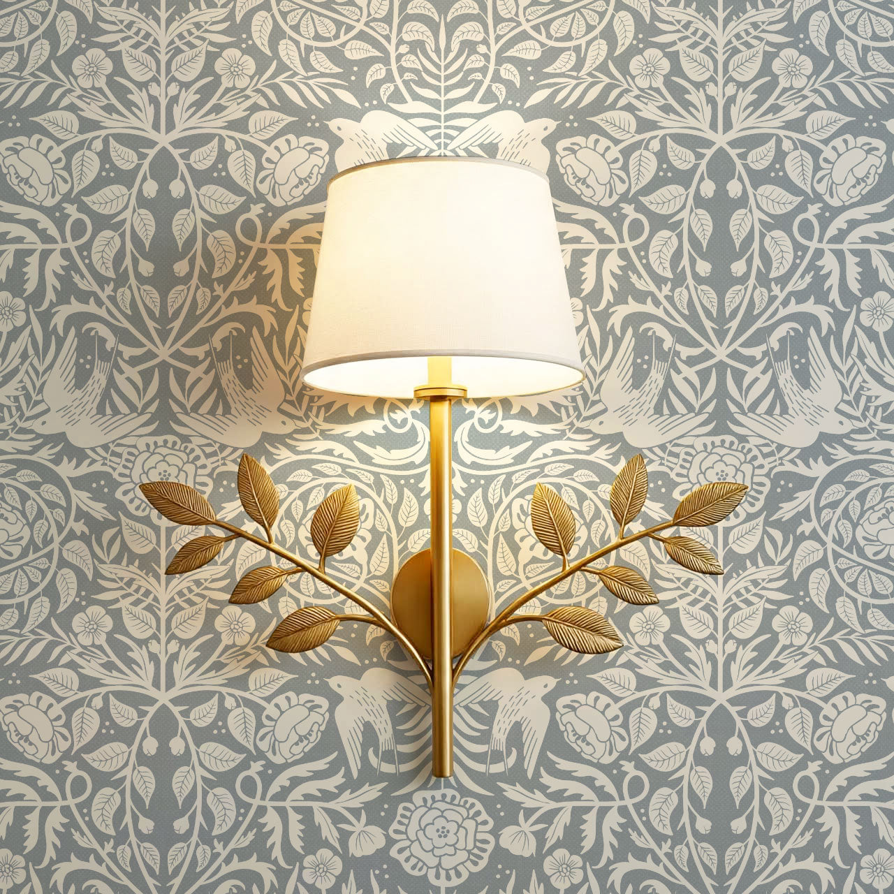 Alida Swallows & Roses French Blue Wallpaper