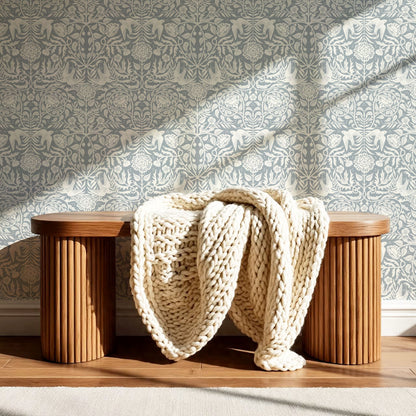 Alida Swallows & Roses French Blue Wallpaper