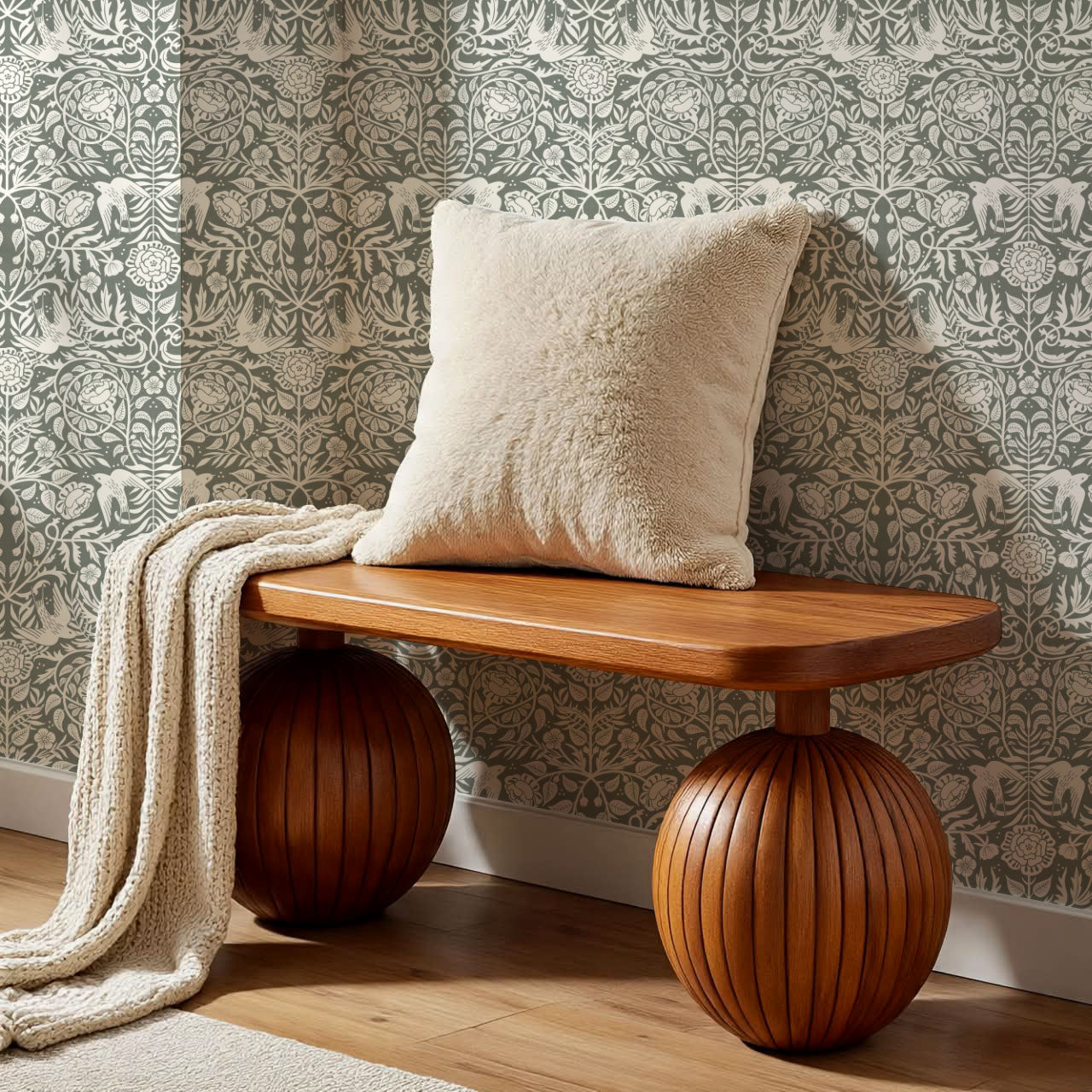 Alida Swallows & Roses Forest Wallpaper