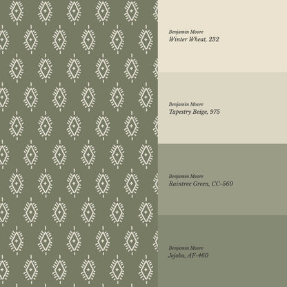 Allison Boho Diamond Sage Wallpaper