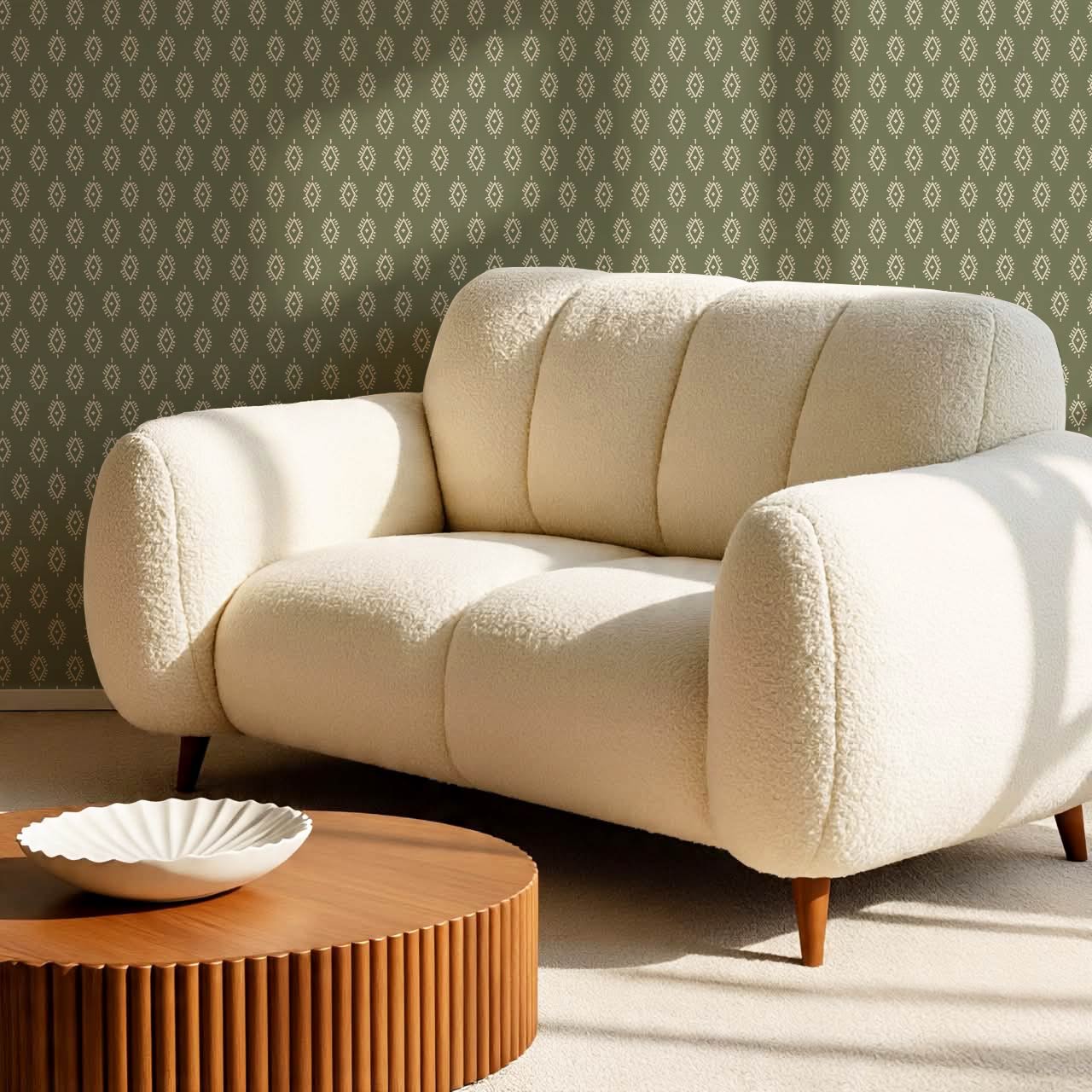 Allison Boho Diamond Sage Wallpaper