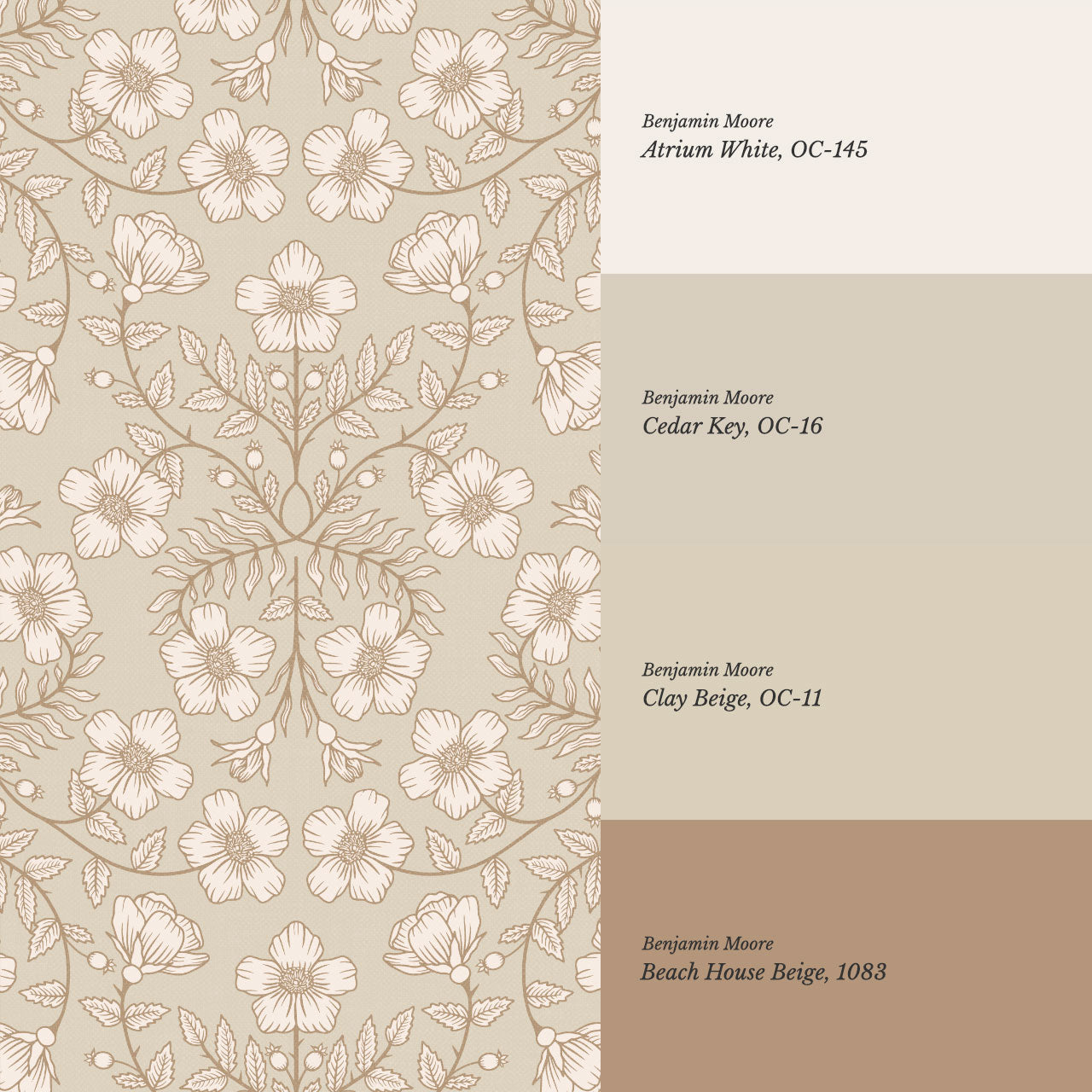 Alma Gentle Rosa Branch Beige Gray Wallpaper