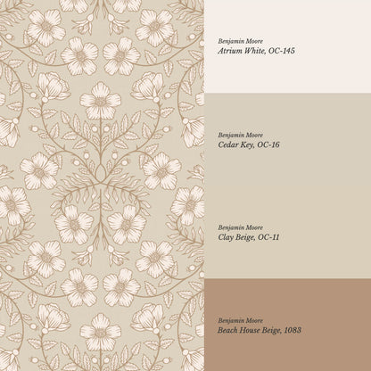 Alma Gentle Rosa Branch Beige Gray Wallpaper