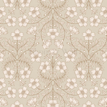 Alma Gentle Rosa Branch Beige Gray Wallpaper