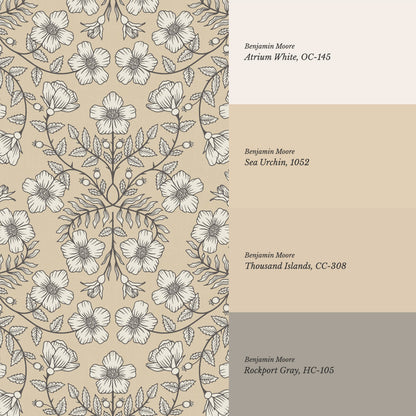 Alma Gentle Rosa Branch Beige Gray Wallpaper