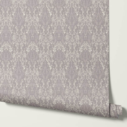 Almeta Delicate Lace Plum Wallpaper