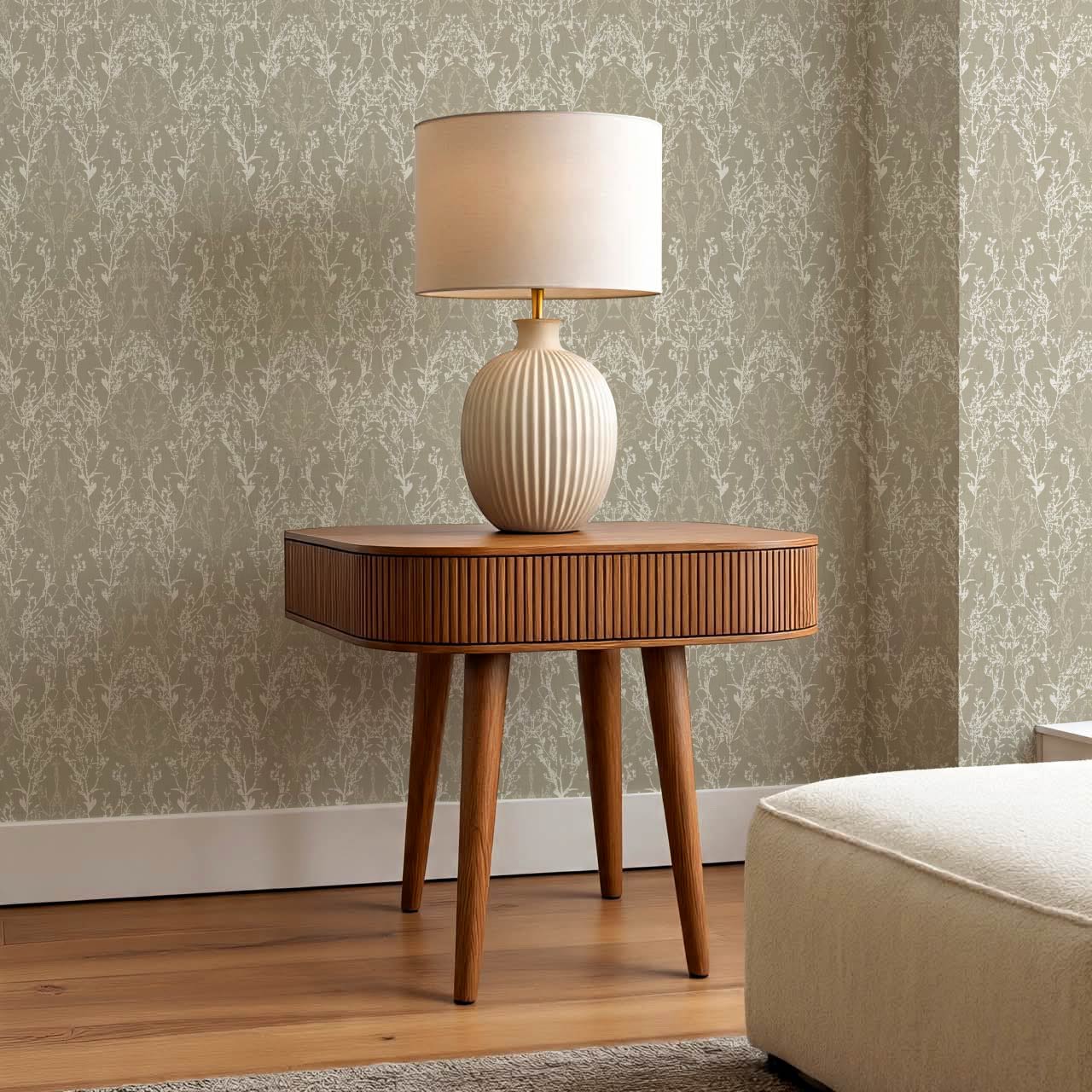 Almeta Delicate Lace Stone Wallpaper