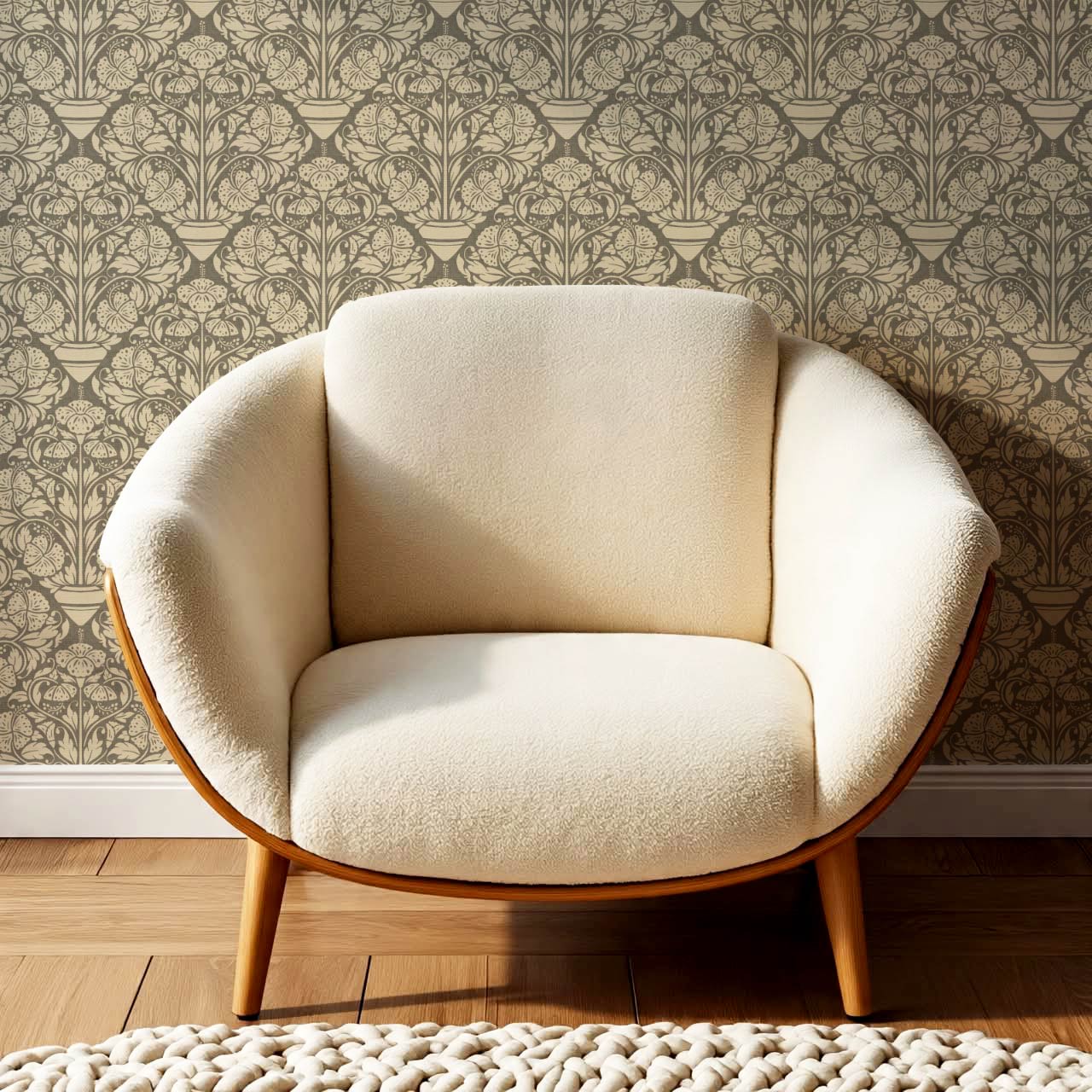 Alohi Hibiscus Block Print Deep Stone Grey Wallpaper