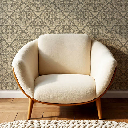Alohi Hibiscus Block Print Deep Stone Grey Wallpaper