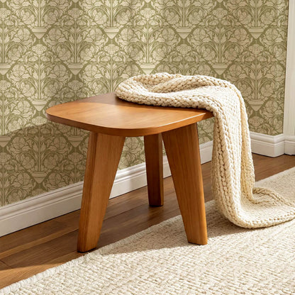 Alohi Hibiscus Block Print Sage Green Wallpaper