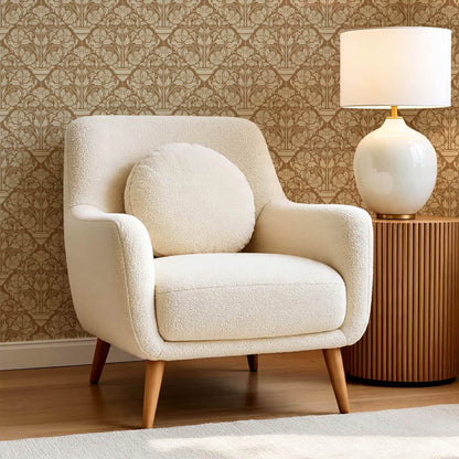 Alohi Hibiscus Block Print Camel Brown Wallpaper