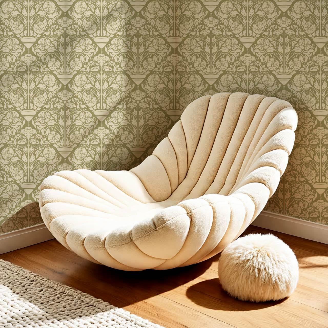 Alohi Hibiscus Block Print Sage Green Wallpaper