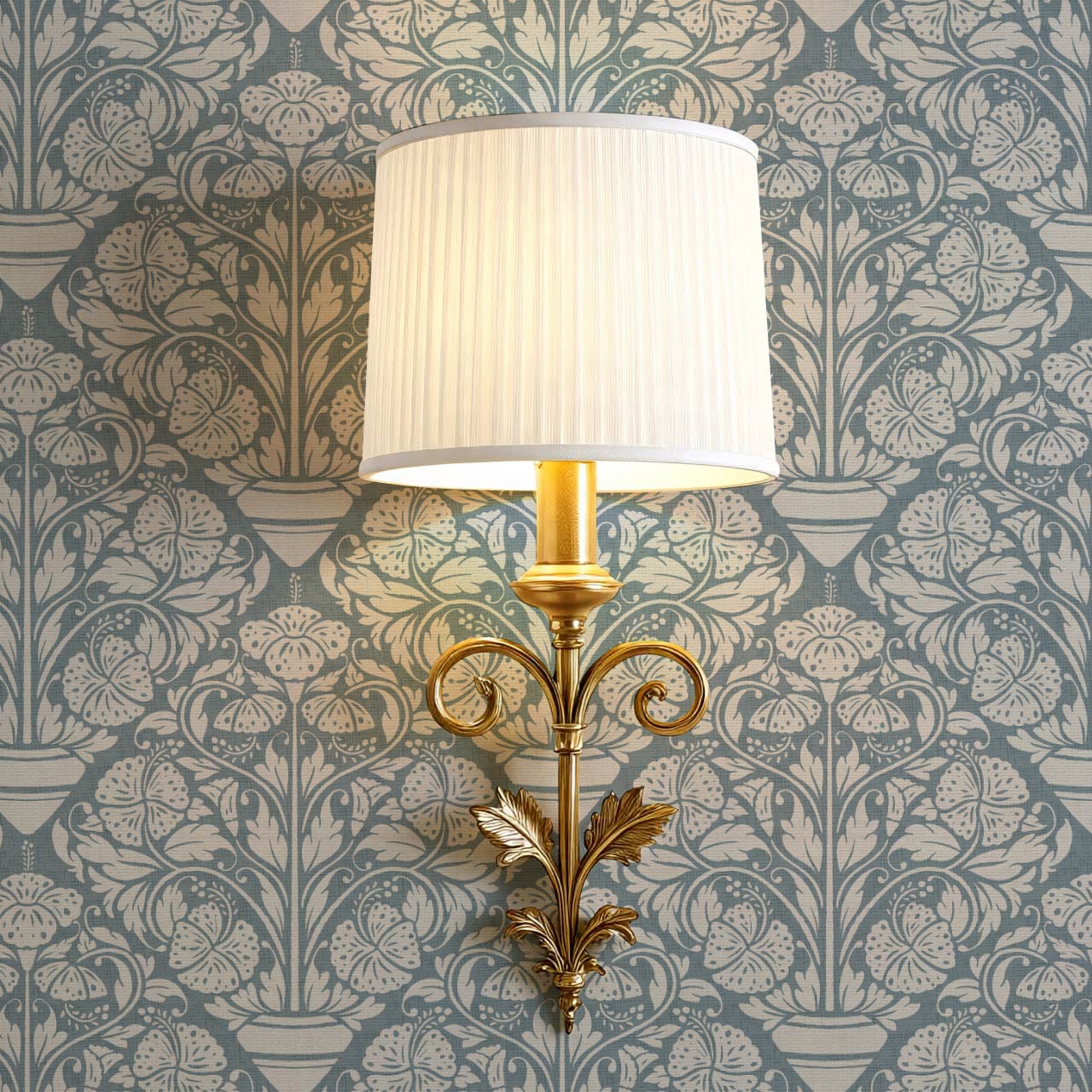 Alohi Hibiscus Block Print French Blue Wallpaper