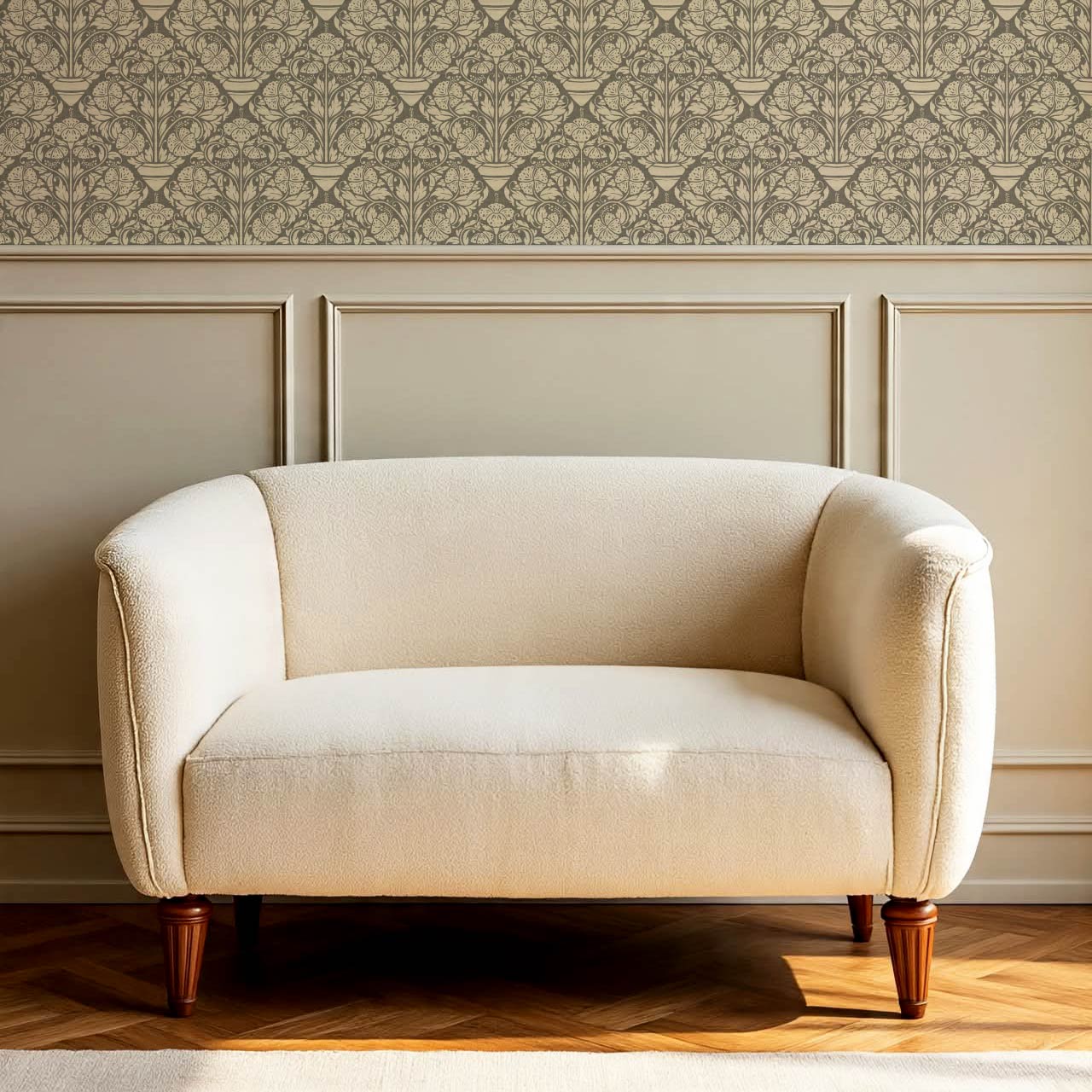 Alohi Hibiscus Block Print Deep Stone Grey Wallpaper