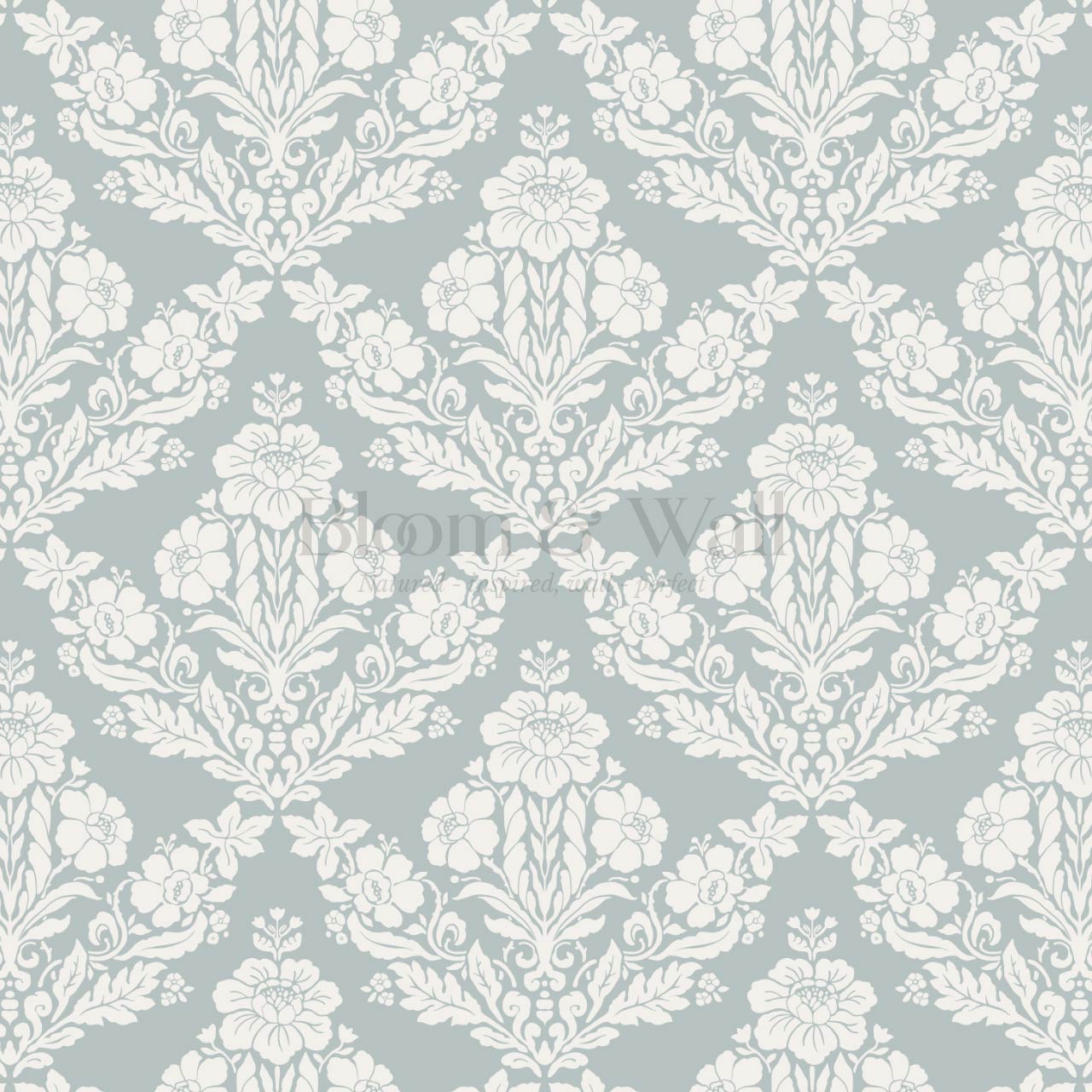 Alora Classic Damask Sea Glass Wallpaper