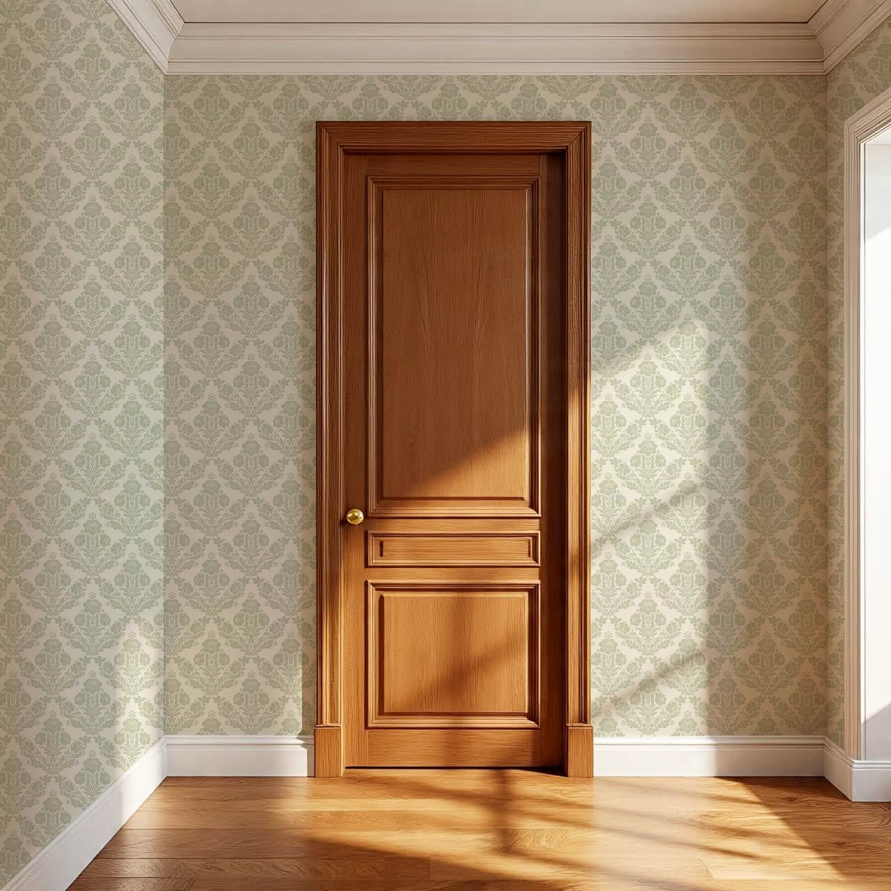 Alora Classic Damask Sage Cream Wallpaper