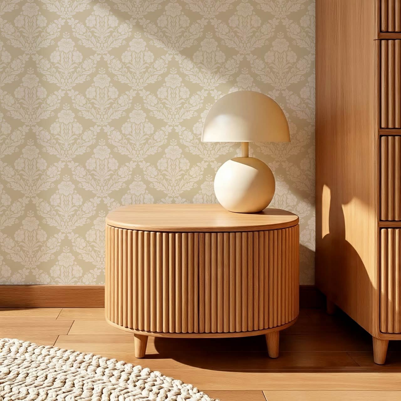 Alora Classic Damask Almond Wallpaper