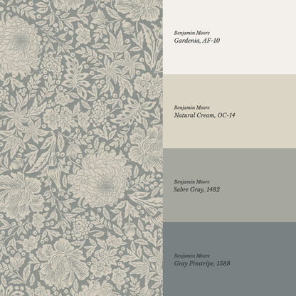 Amanda Botanical Garden Vintage Gray Wallpaper