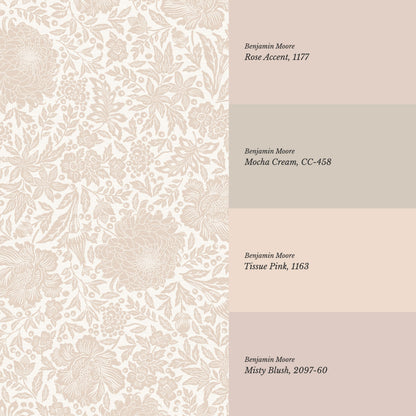 Amanda Botanical Garden Blush Wallpaper