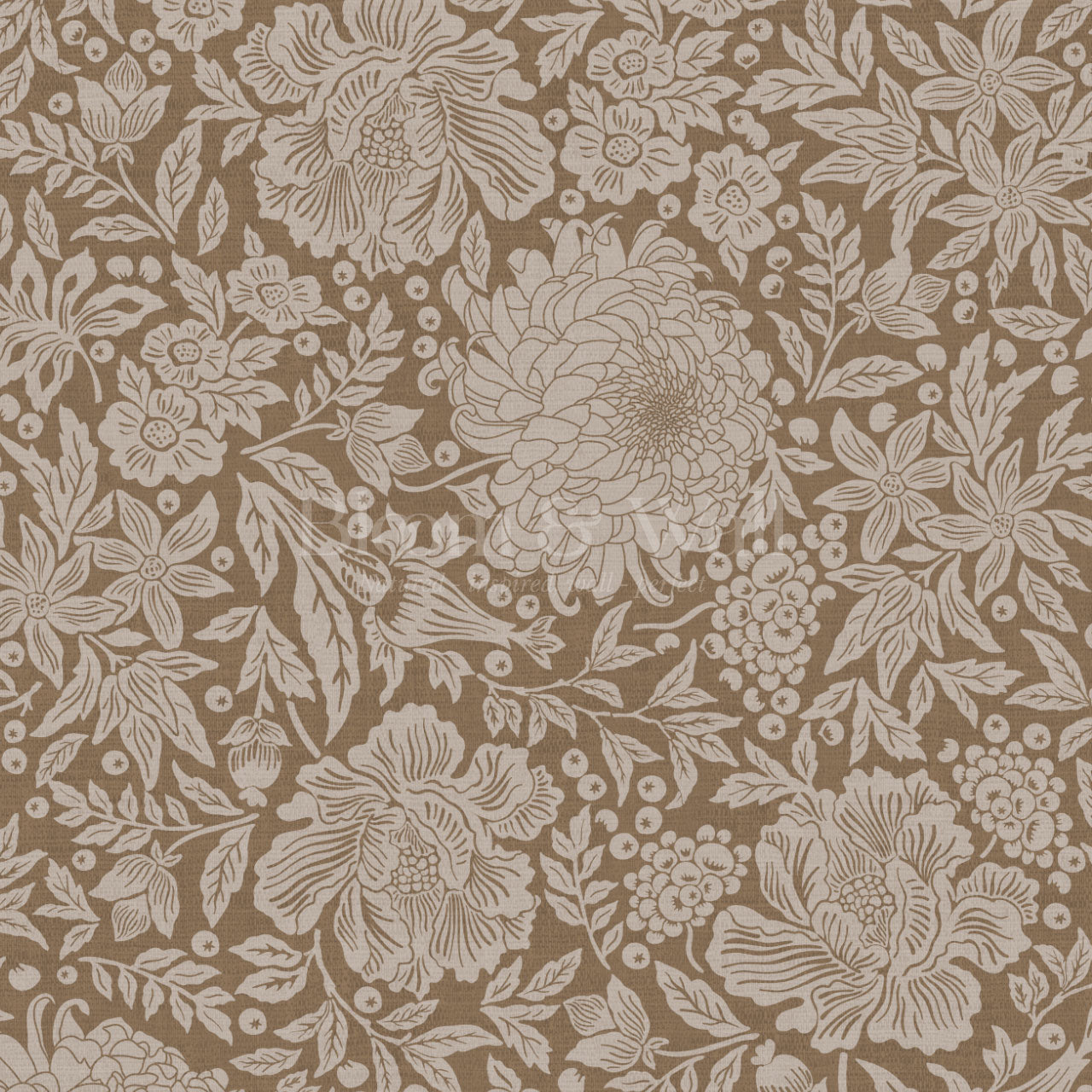 Amanda Botanical Garden Saddle Brown Wallpaper