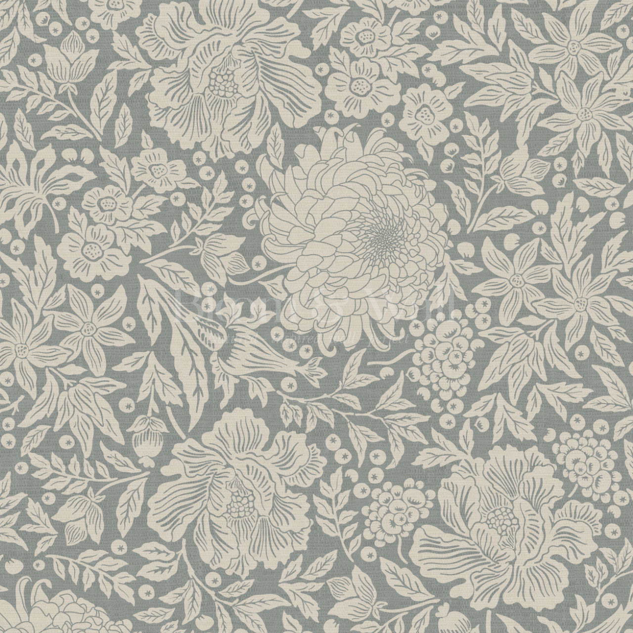 Amanda Botanical Garden Vintage Gray Wallpaper