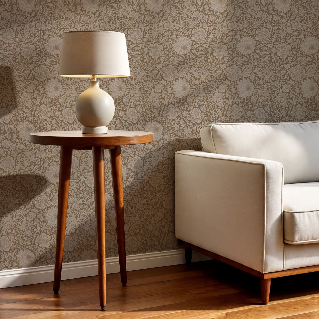Amanda Botanical Garden Saddle Brown Wallpaper