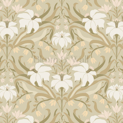 Amari Art Nouveau Lily Gold Wallpaper