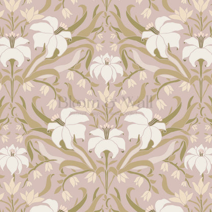Amari Art Nouveau Lily Mauve Wallpaper