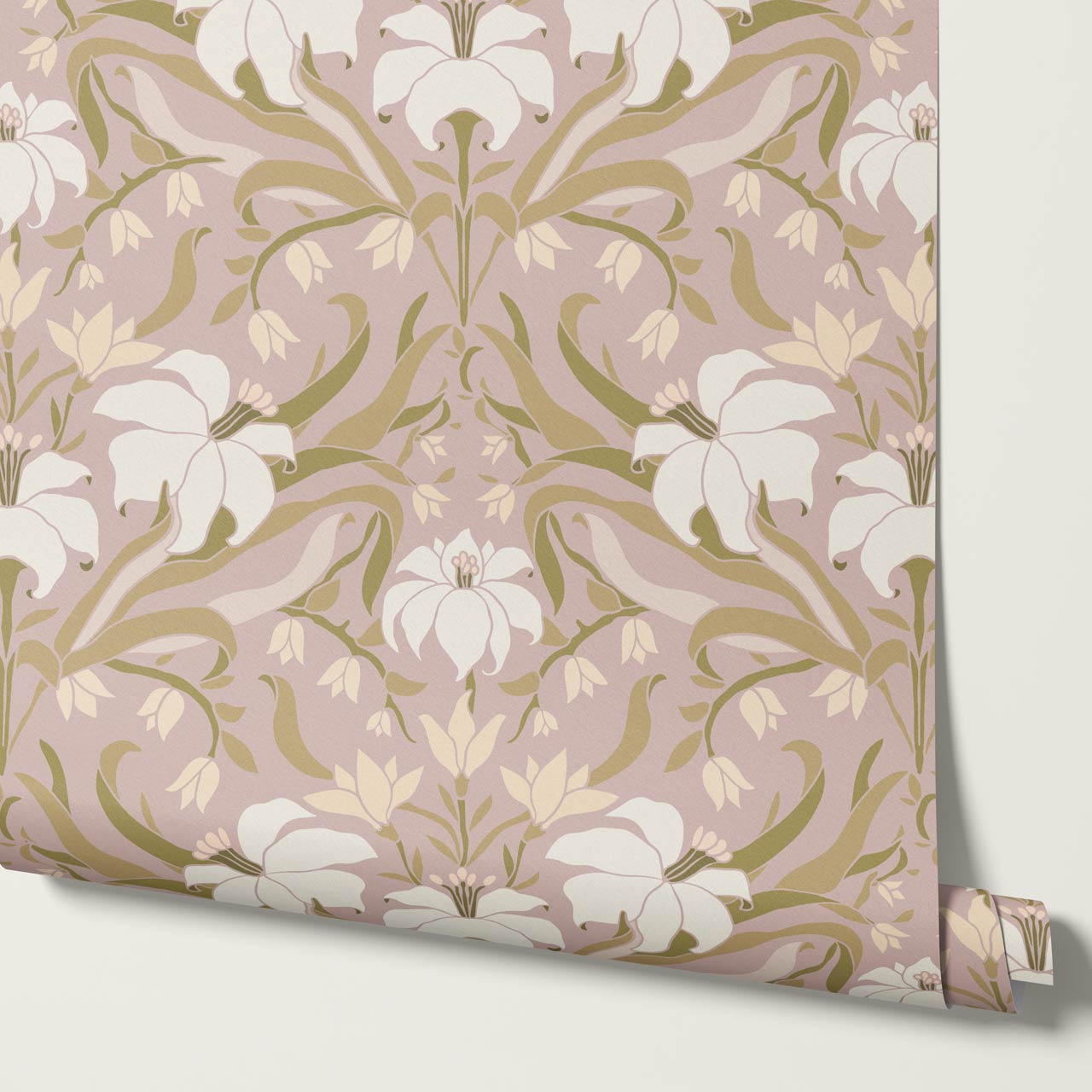 Amari Art Nouveau Lily Mauve Wallpaper