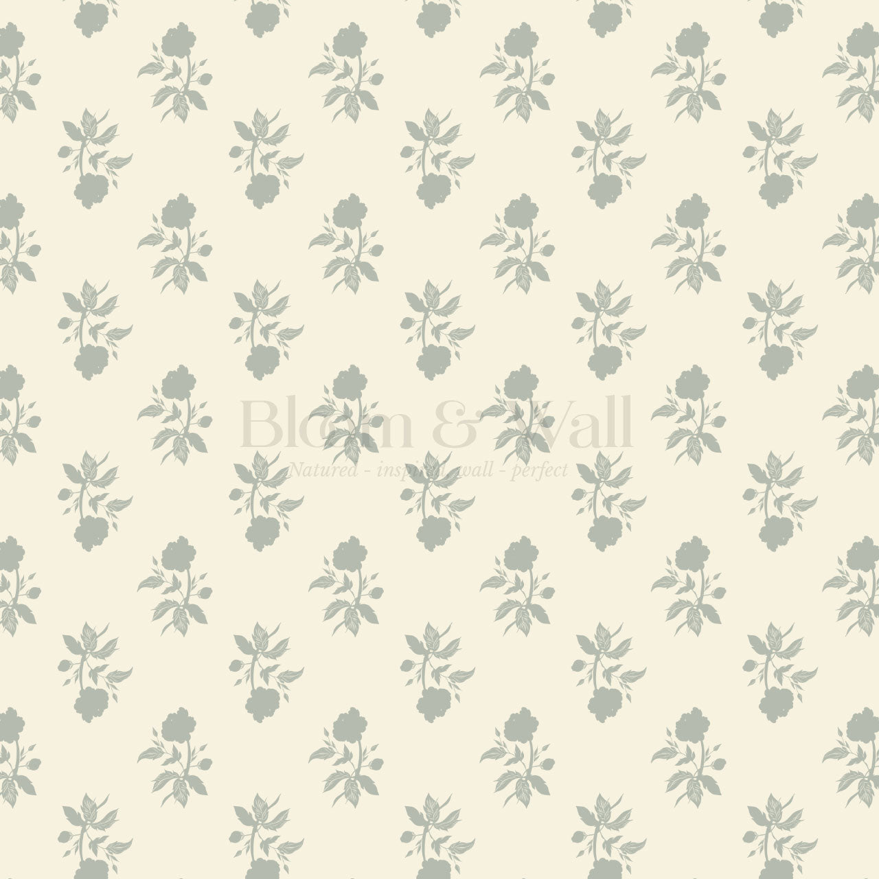 Amaya Block Print Floral Sunny Sage Wallpaper