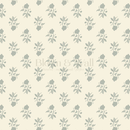 Amaya Block Print Floral Sunny Sage Wallpaper