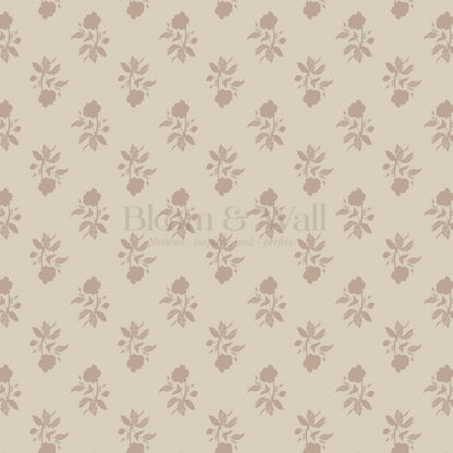 Amaya Block Print Floral Warm Clay Wallpaper