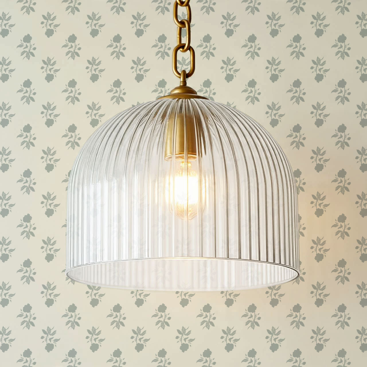 Amaya Block Print Floral Sunny Sage Wallpaper