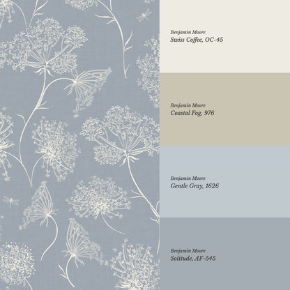 Amber Queen Anne's Lace Blue Wallpaper
