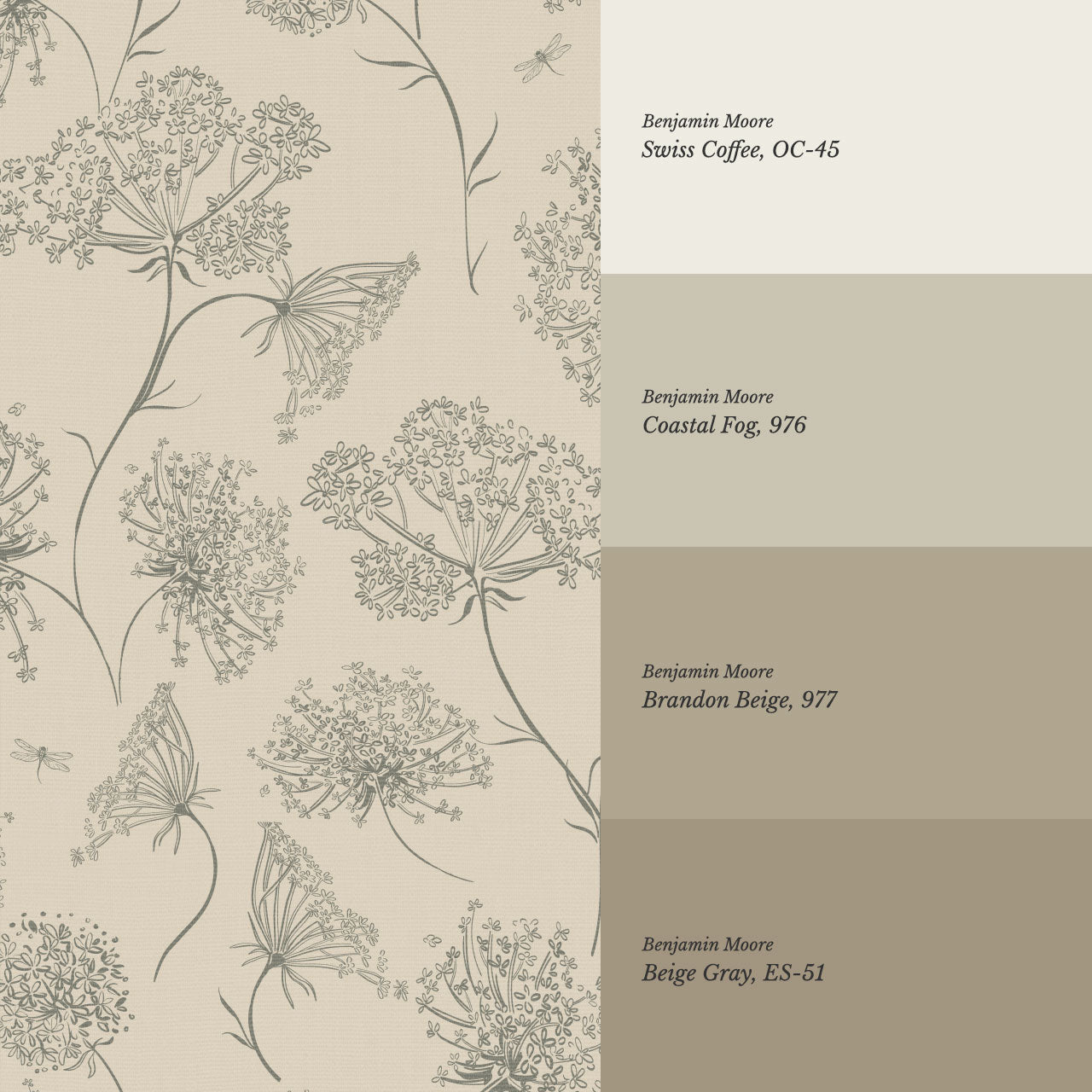 Amber Queen Anne's Lace Wheat Wallpaper