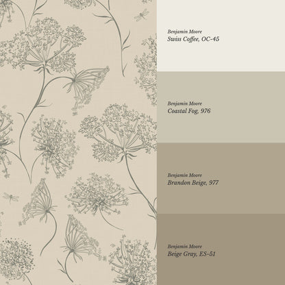 Amber Queen Anne's Lace Wheat Wallpaper