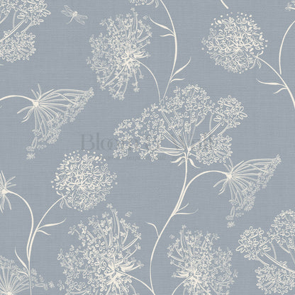 Amber Queen Anne's Lace Blue Wallpaper