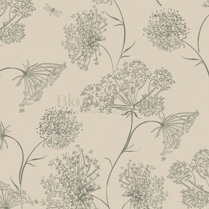 Amber Queen Anne's Lace Wheat Wallpaper