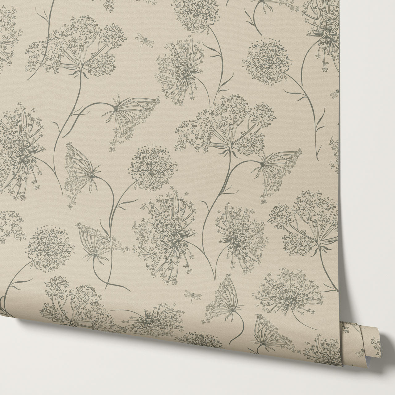 Amber Queen Anne's Lace Wheat Wallpaper
