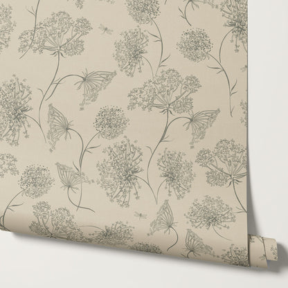 Amber Queen Anne's Lace Wheat Wallpaper