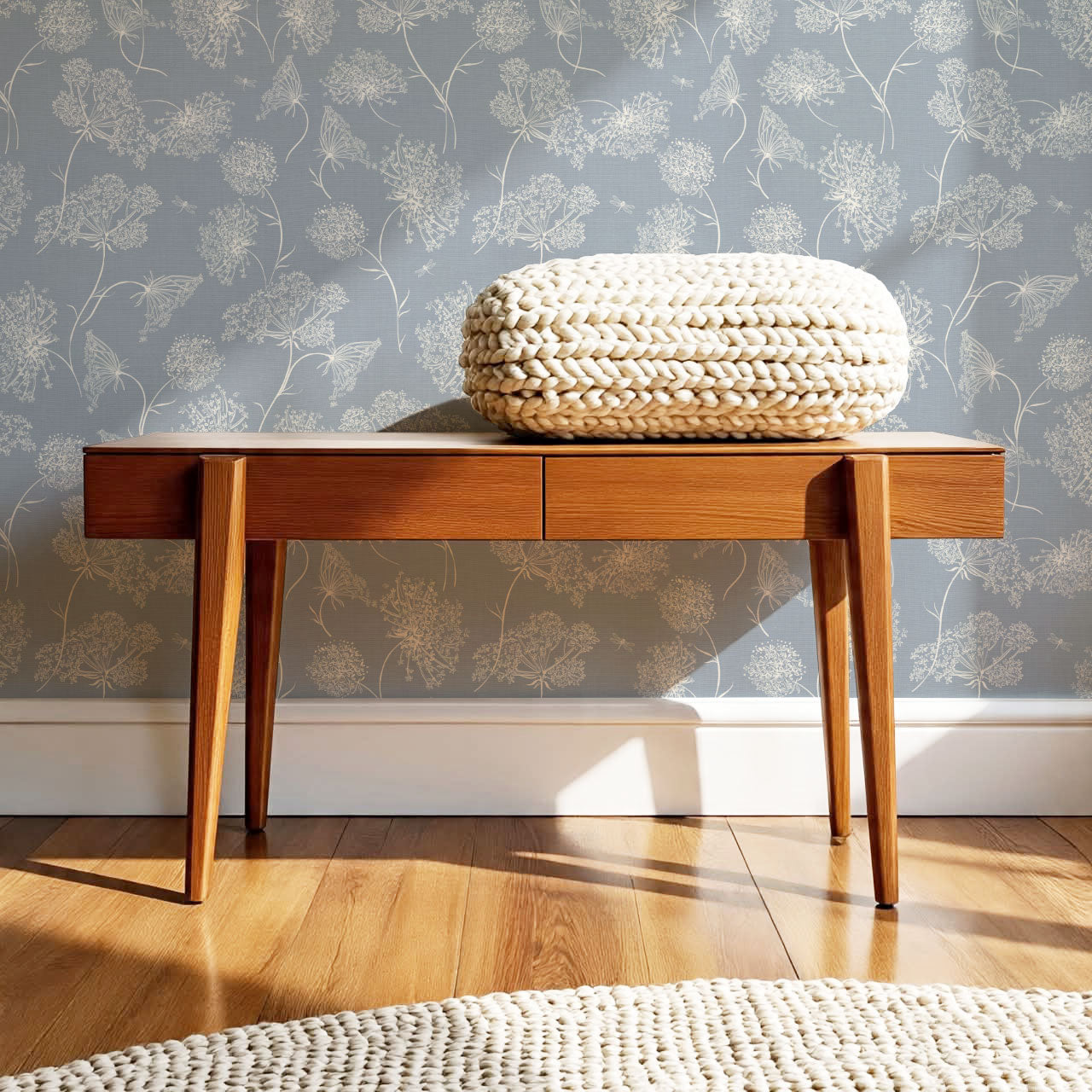 Amber Queen Anne's Lace Blue Wallpaper
