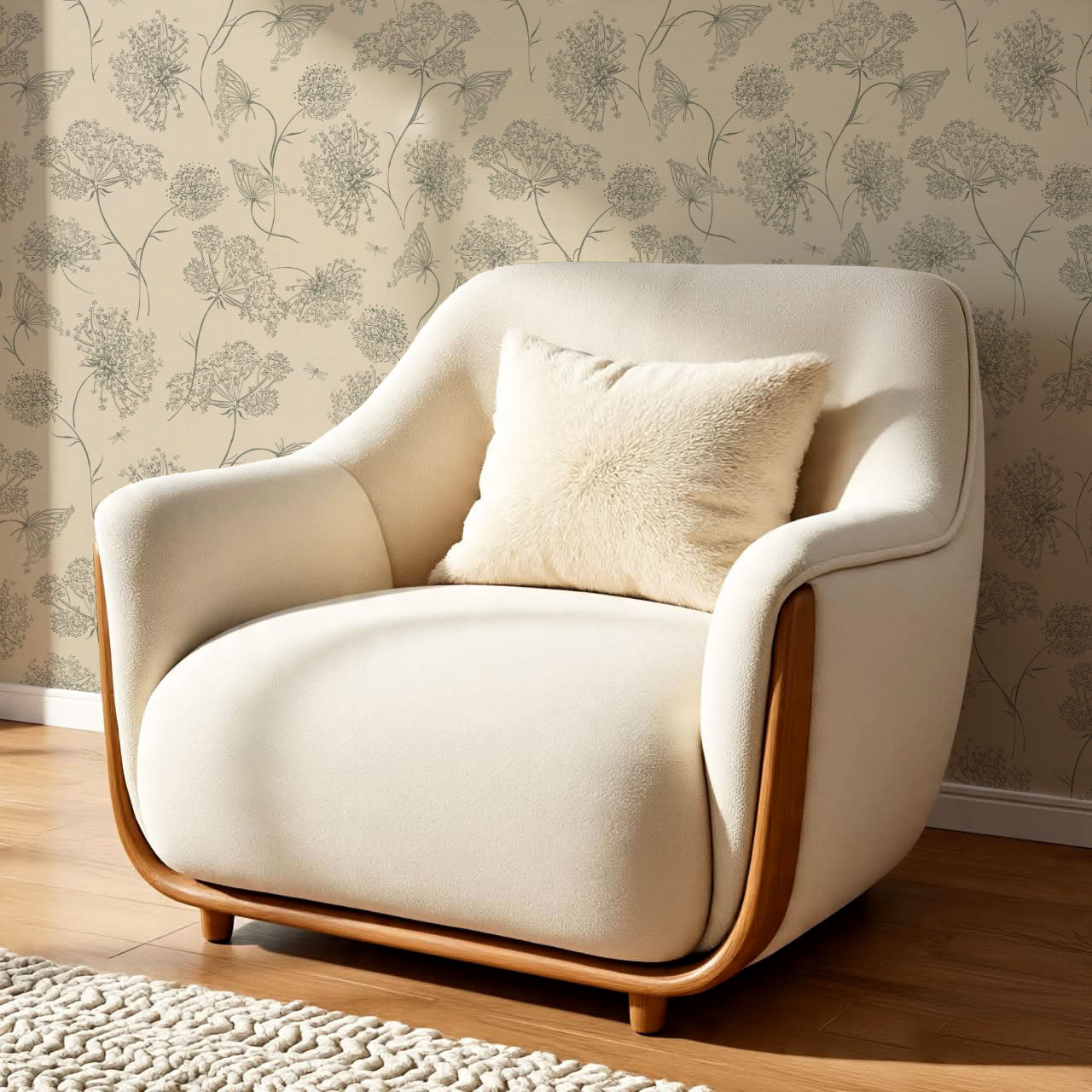 Amber Queen Anne's Lace Wheat Wallpaper