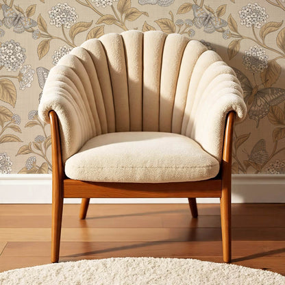 Amelia Lantana and Butterflies Beige Honey Smoke Wallpaper