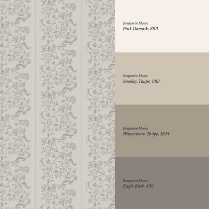 Amira Silk Garden Stripes Antique Grey Wallpaper