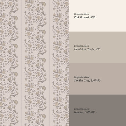 Amira Silk Garden Stripes Tobacco Taupe Wallpaper