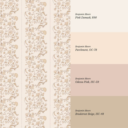 Amira Silk Garden Stripes Rosewater Coral Wallpaper