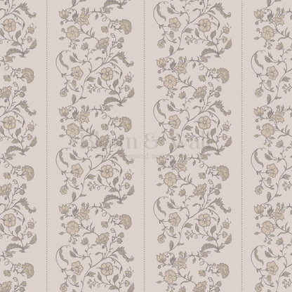 Amira Silk Garden Stripes Tobacco Taupe Wallpaper
