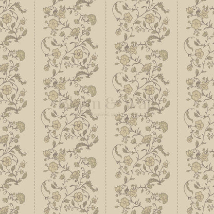 Amira Silk Garden Stripes Parchment Olive Wallpaper